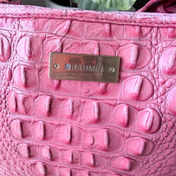 Brahmin Pink Embossed Tote Bag - Picture 2 of 9